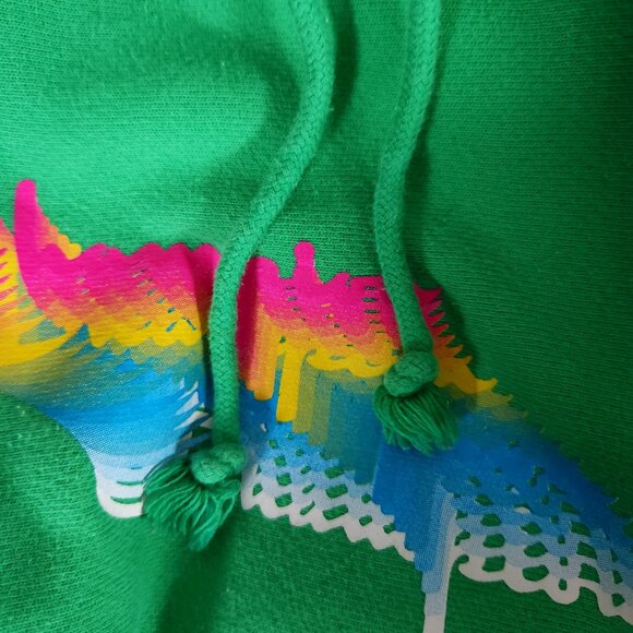 Champion Reverse Weave Oversized Green Neon Logo Hoodie Mens Medium Adult - Picture 15 of 16